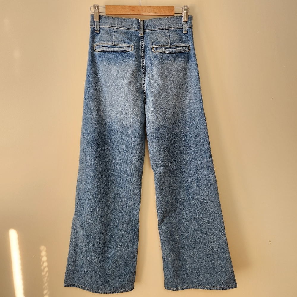 Nili Lotan Flora Pleated Front Wide Leg Jeans in Faded Wash - 25 - Picture 12 of 12